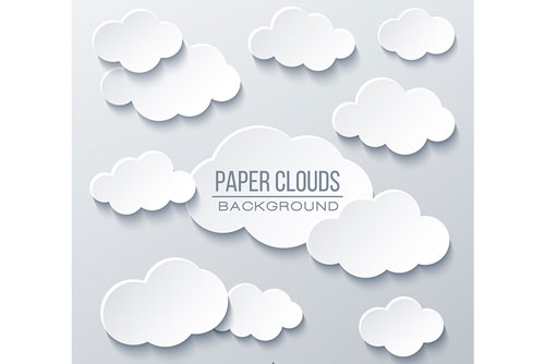 وکتور کاربردی ابر های کاغذی سفید لایه باز با لایه بندی حرفه ای